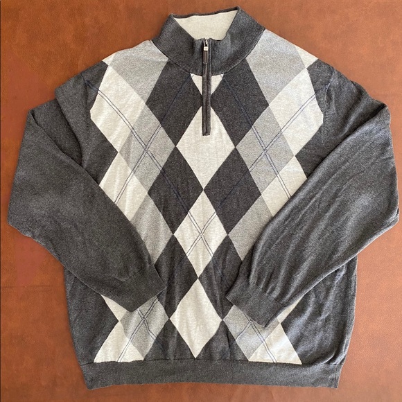 Tasso Elba Men’s XL Argyle 1/4 Zip Sweater - Picture 3 of 4